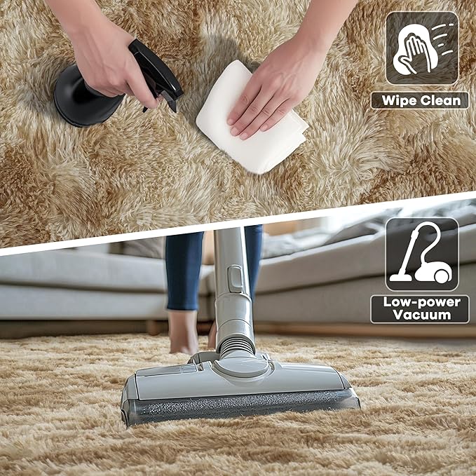 Noahas Large Fluffy 6x9 Area Rugs for Living Room Bedroom,Tie-Dyed Beige Thick Shag Throw Rug,Big Soft Shaggy Bedside Non-Slip Plush Dorm Nursery Kids Carpet