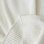 Longhui bedding 100% Cotton Ivory White Lightweight Cable Knit Throw Blanket for Couch Sofa Bed Home Décor – 50“ x 60”, Bonus Laundering Bag, Machine Washable