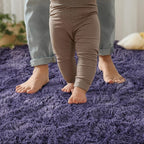 YJ.GWL Fluffy Runner Rugs for Bedroom Living Room Soft Shag Rug 2x6 Feet, Grey-Purple Plush Carpet Non Slip for Nursery Dorm, Fuzzy Bedside Rug for Kids Boys Room Home Decor