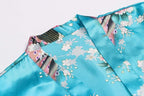Women's Short Kimono Robes Bride and Bridesmaid Satin Floral Bathrobe Peacock Sleepwear Dressing Gown for Wedding Party