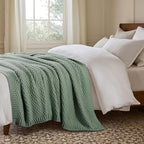 WDCOZY Chunky Cable Knit Throw Blanket Super Soft Warm Knitted Throw Blanket for Couch, Sofa, Chair, Bed Lightweight Breathable Cozy Comfortable Home Decorative Sage Green 60x80 Inches