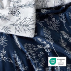 Bedsure Twin/Twin XL Comforter Set - Navy Bed Set, 2 Pieces Cute Floral Bedding, 1 Soft Reversible Botanical Flowers Comforter and 1 Pillow Sham