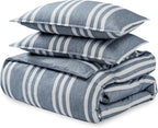 Bare Home Bedding Duvet Cover Full Size - Premium 1800 Super Soft Collection - Lightweight, Cooling Duvet Cover - Soft Breathable (Full, Stripe - Heathered Midnight Blue)