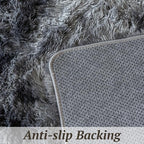 4x6 Area Rugs for Living Room Bedroom, Soft Fluffy Shaggy Bedside Rug, Indoor Floor Carpet for Kids Playroom, Dorms, Nursery Rooms, Home Decor (Tie-Dyed Dark Grey 4'x6')