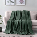 Elegant Comfort Premium 100% Cotton Waffle Blanket - Lightweight Breathable Waffle Weave Bed Blanket - Soft and Warm All Season Blanket for Couch, Sofa and Bed, TwinXL Size 68x90 Inches, Hunter Green