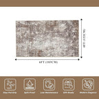 4x6 Washable Kitchen Rug –Non-Slip Small Area Rug for Bedroom, Entryway, Living Room, Office – Soft Modern Abstract Neutral Indoor Carpet (Brown Beige,4x6)