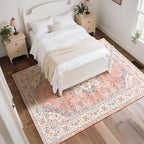 CRYPTOLITE 9x11 Area Rug for Living Room, Modern Washable Rug Non Slip Low Pile Large Area Rugs for Living Room, Bedroom, Farmhouse, Dining Room,Orange