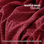 Elegant Comfort Premium 100% Cotton Waffle Blanket - Lightweight Breathable Waffle Weave Bed Blanket - Soft and Warm All Season Blanket for Couch, Sofa and Bed, Queen Size 90x90 Inches, Burgundy