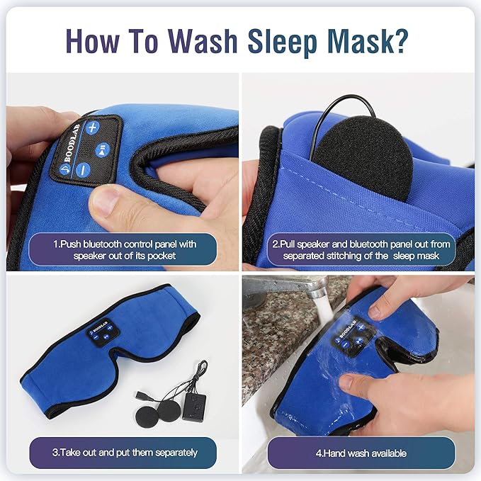 3D Sleep Mask with Bluetooth 5.4 Headphones, Wireless Music Headphones Eye Mask for Side Sleepers, Built-in HD Stereo Speakers, Adjustable & Blackout Noise Cancelling Sleeping Mask for Men Women
