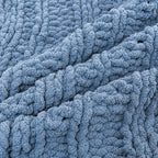 WESHIONGOO Chunky Knit Blanket Throw 40"×60" Knitted Throw Blankets for Couch Bed Fluffy Soft Blanket with Jumbo Chenille Yarn Thick 100% Handmade(Dusty Blue,Medium Size Throw)