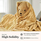 MHD l [Made in Korea] Premium Faux Fur Throw Blanket :Luxury Double-Sided 15mm Microfiber Blanket, 800 GSM :Beige, 60" x 79"