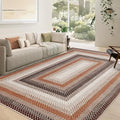 RUGSREAL Braided Washable Area Rug 8x10 Large Area Rug for Living Room Modern Braid Bedroom Carpet Stain Resistant Dining Room Throw Rug Soft Farmhouse Accent Carpet for Home Decor, Brown/Rust