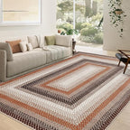RUGSREAL Modern Rug for Entryway 3x5 Braided Machine Washable Living Room Rug Non Slip Small Dining Room Throw Carpet Stain Resistant Farmhouse Rustic Area Rug for Bedroom Kitchen, Brown/Rust