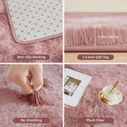 Litanika 5x8 Shag Area Rug for Living Room Bedroom, Tie-Dyed Dusty Pink High Pile Soft Plush Shaggy Furry Bedside Playroom Dorm Carpet, Non-Slip, Non-Shedding Modern Indoor Floor Rug