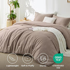 Bedsure King Size Comforter Set - Khaki King Comforter Set, Soft Bedding for All Seasons, Cationic Dyed Bedding Set, 3 Pieces, 1 Comforter (104"x90") and 2 Pillow Shams (20"x36"+2")