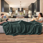 Bedsure Gentlesoft 100% Cotton Blanket King Size for Bed - Breathable and Soft for Spring Summer, Thick Cozy Waffle Weave Blanket Gifts for Women, Dark Green, 104x90 inches