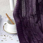 Aormenzy Cable Knit Throw Blankets 50 x 60 Inches, Soft Cozy and Lightweight Knitted Blanket, Machine Washable Acrylic Blanket, Decorative Throw Blanket for Couch Sofa Bed, Dark Purple