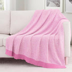 Carriediosa Heather Throw Blanket 50" X 60", 400GSM Ultra Soft Microfiber Fuzzy Fluffy Reversible Knitted Blankets Cozy Plush Lightweight and Warm Fall Throws for Couch, Bed, Sofa, Hot Pink