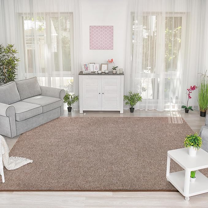 Keeko Living Room Rugs 6x9, Soft Modern Large Area Rug for Bedroom Washable Memory Foam Indoor Big Carpet Low Pile Minimalist Non Slip Rug for Classroom Dorm Kids Room Home Decor Brown and White