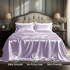 Bedsure Satin Sheets Full Size - 4 Piece Silky Bedsheets with 15 Inches Deep Pocket Fitted Bedsheet,1 Flat Sheet, 2 Satin Pillowcases, Good for Hair & Skin (Full, Lavender)