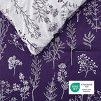 Bedsure King Comforter Set - Dark Purple Bed Set, 3 Pieces Cute Floral Bedding, 1 Soft Reversible Botanical Flowers Comforter and 2 Pillow Shams