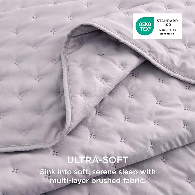 Bedsure Quilts Queen Size - Purple Bedspread Queen Size & Lightweight Comforter, Modern Farmhouse Coverlet with Clover Pattern, Ultra Soft All-Season Bedding, 90 x 96 Inches | Stitch-Free Quilting, Ultra Soft, Lightweight, Machine Washable, Pet-Friendly