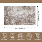 9x12 Washable Living Room Rug - Modern Abstract Neutral Soft Large Area Rugs for Bedroom Dining Room Home Office, Non-Slip Low Pile Thin Stain-Resistant Indoor Carpet (Brown Beige,9x12)