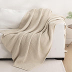 Whale Flotilla Chunky Knit Throw Blanket for Couch and Bed, Camel Decorative Cozy Fleece Blanket, Reversible Soft Fuzzy Woven Throws, 60x80 Inch