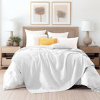 Elegant Comfort Premium 100% Cotton Waffle Blanket - Lightweight Breathable Waffle Weave Bed Blanket - Soft and Warm All Season Blanket for Couch, Sofa and Bed, Queen Size 90x90 Inches, White