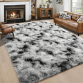 Noahas Large Fluffy 5x8 Area Rugs for Living Room Bedroom,Fuzzy Black and White Thick Shag Throw Rug,Big Soft Shaggy Bedside Non-Slip Plush Dorm Nursery Kids Carpet