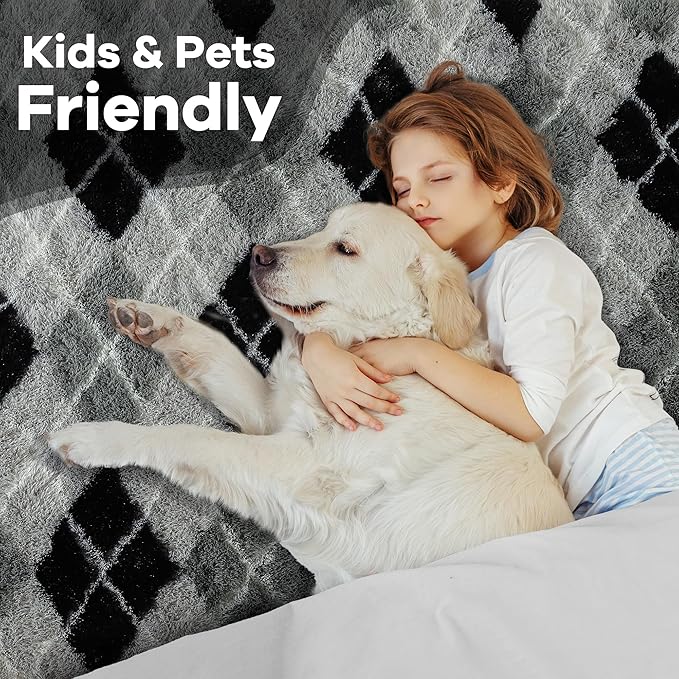 Noahas Large Fluffy 5x8 Area Rugs for Living Room Bedroom,Fuzzy Black and Grey Thick Shag Throw Rug,Big Soft Shaggy Bedside Non-Slip Plush Dorm Nursery Kids Carpet