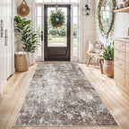 4x6 Washable Kitchen Rug –Non-Slip Small Area Rug for Bedroom, Entryway, Living Room, Office – Soft Modern Abstract Neutral Indoor Carpet (Brown Beige,4x6)