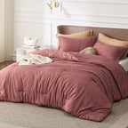 Bedsure Queen Comforter Set - Pink Clay Soft Bedding for All Seasons, Cationic Dyed Bed Set, 3 Pieces, 1 Queen Size Comforter (90"x90") and 2 Pillow Shams (20"x26"+2")