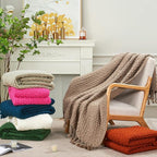 Home Soft Things Basket Weave Throw Blanket, Soft Cozy Warm Blanket with Braided Decorative Throw for Couch Sofa Outdoor Indoor, Silver, 50''x60