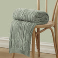 Aormenzy Cable Knit Throw Blankets 60 x 80 Inches, Soft Cozy and Lightweight Knitted Blanket, Machine Washable Acrylic Blanket, Decorative Throw Blanket for Couch Sofa Bed, Sage Green