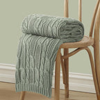 Aormenzy Cable Knit Throw Blankets 60 x 80 Inches, Soft Cozy and Lightweight Knitted Blanket, Machine Washable Acrylic Blanket, Decorative Throw Blanket for Couch Sofa Bed, Sage Green