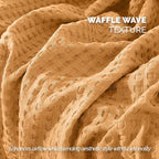 Elegant Comfort Premium 100% Cotton Waffle Blanket - Lightweight Breathable Waffle Weave Bed Blanket - Soft and Warm All Season Blanket for Couch, Sofa and Bed, Full Size 88x88 Inches, Gold