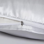 Satin Pillowcases with Zipper （20x26）,Standard Size Pillowcases Set of 2, Light Gray Silk Pillowcase for Hair and Skin