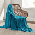 Bedsure Gentlesoft 100% Cotton Blanket Twin XL Size for College Dorm - Breathable and Soft for Spring Summer, Waffle Weave Twin Blanket for Bed, Dorm Room Essentials, Teal, 66x90 inches