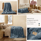 Bedsure GentleSoft Fluffy Fuzzy Greyish Blue Throw Blanket, Soft Cozy Fleece Faux Fur Blanket for Couch, Blue Room Decor Minky Velvet Bed Cover, Thick Warm Plush Birthday Gifts for Women Men Over 60