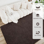 Litanika 6x9 Shag Area Rug for Living Room Bedroom, Brown High Pile Ultra Soft Plush Shaggy Furry Bedside Playroom Dorm Carpet, Non-Slip, Non-Shedding Modern Indoor Floor Rug