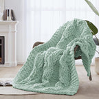 Chunky Knit Blanket Throw - 100% Hand Knitted Chunky Soft Throw Blanket for Couch, Thick and Warm Blanket for Winter, Dark Green, 50x60 Inches
