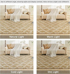 Litanika 3x5 Geometric Shag Area Rug for Bedroom, Camel and White High Pile Ultra Soft Plush Shaggy Furry Bedside Playroom Dorm Carpet, Non-Slip, Non-Shedding Indoor Floor Rug