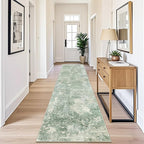 3x12 ft Non Skid Hallway Runner Rug - Kitchen Runner Rug with Rubber Backing Low Pile Thin Carpet Runners for Kitchen Entryway Bathroom,Modern Abstract Neutral（Sage Green,3x12）