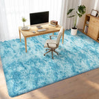 Litanika 4x6 Fluffy Shag Faux Fur Area Rug for Living Room Bedroom, Tie-Dyed Dreamy Blue High Pile Soft Plush Shaggy Furry Bedside Playroom Dorm Carpet, Non-Slip, Non-Shedding Modern Indoor Floor Rug