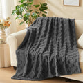 NEWCOSPLAY Super Soft Twin Blanket Dark Grey Premium Silky Flannel Fleece 3D Checkered Lightweight Bed Blanket All Season Use (Dark Grey Checkered, Twin(60"x80"))