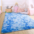 Noahas Kids Rugs for Bedroom Girls,3x5 Feet Rainbow Rug,Tie-Dyed Blue Kids Carpet,Shaggy Fluffy Bedroom Rug,Colorful Area Rug Nursery Toddler Boys Girls Room Decor
