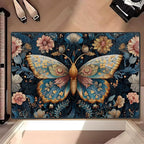 Butterfly Area Rug 2x3 ft Entry Rug Washable Boho Rugs Non Slip Low Pile Floral Door Mat Small Carpet for Bedroom, Bedside, Kids Room, Office, Dining Room