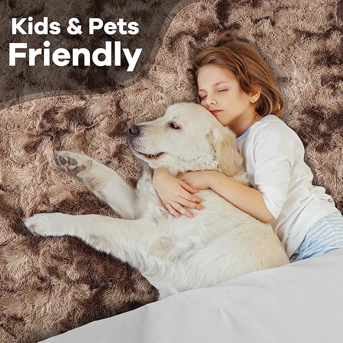 Noahas Large Fluffy 6x9 Area Rugs for Living Room Bedroom,Tie-Dyed Brown Thick Shag Throw Rug,Big Soft Shaggy Bedside Non-Slip Plush Dorm Nursery Kids Carpet