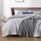 Bedsure Queen Comforter Set - Grey Soft Bedding for All Seasons, Cationic Dyed Bed Set, 3 Pieces, 1 Queen Size Comforter (90"x90") and 2 Pillow Shams (20"x26"+2")